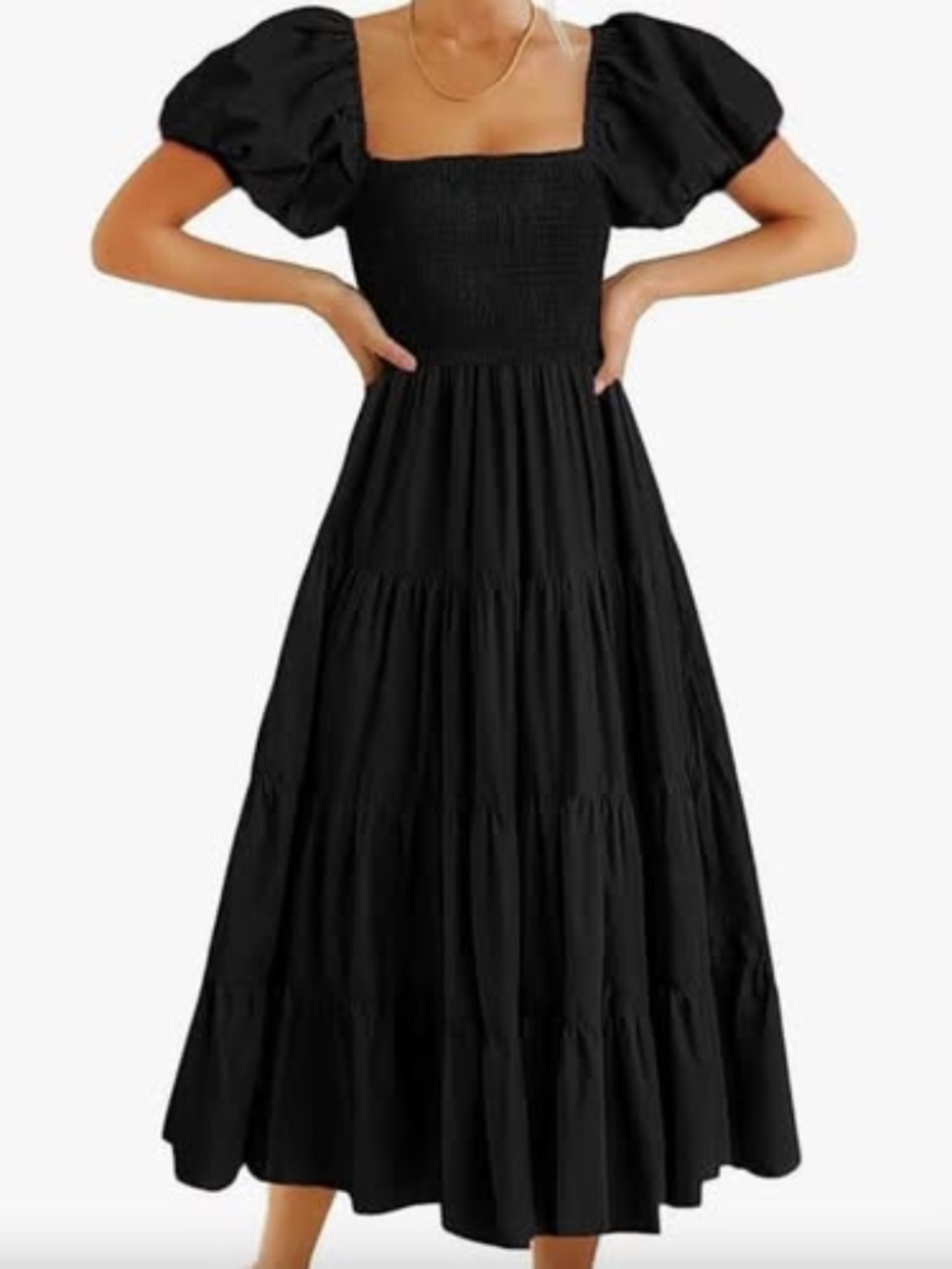 BRAND NEW Womens Black Puff Sleeve Midi Dress (With Tags) Size Large